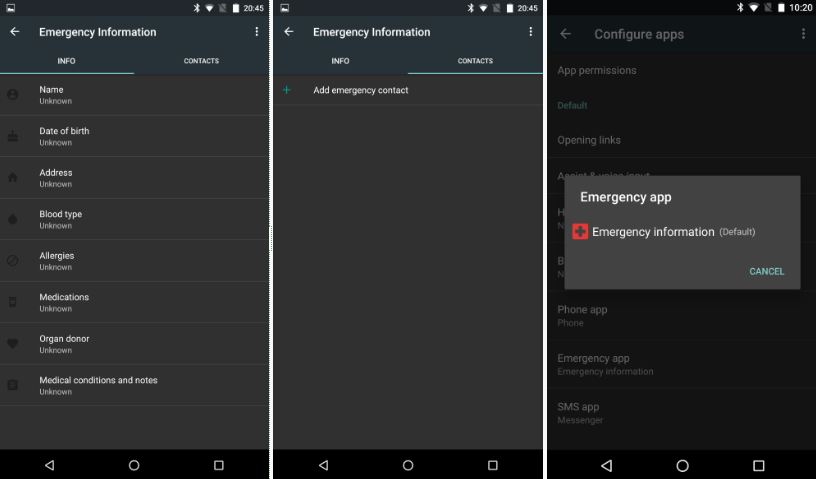 Android N Emergency Info